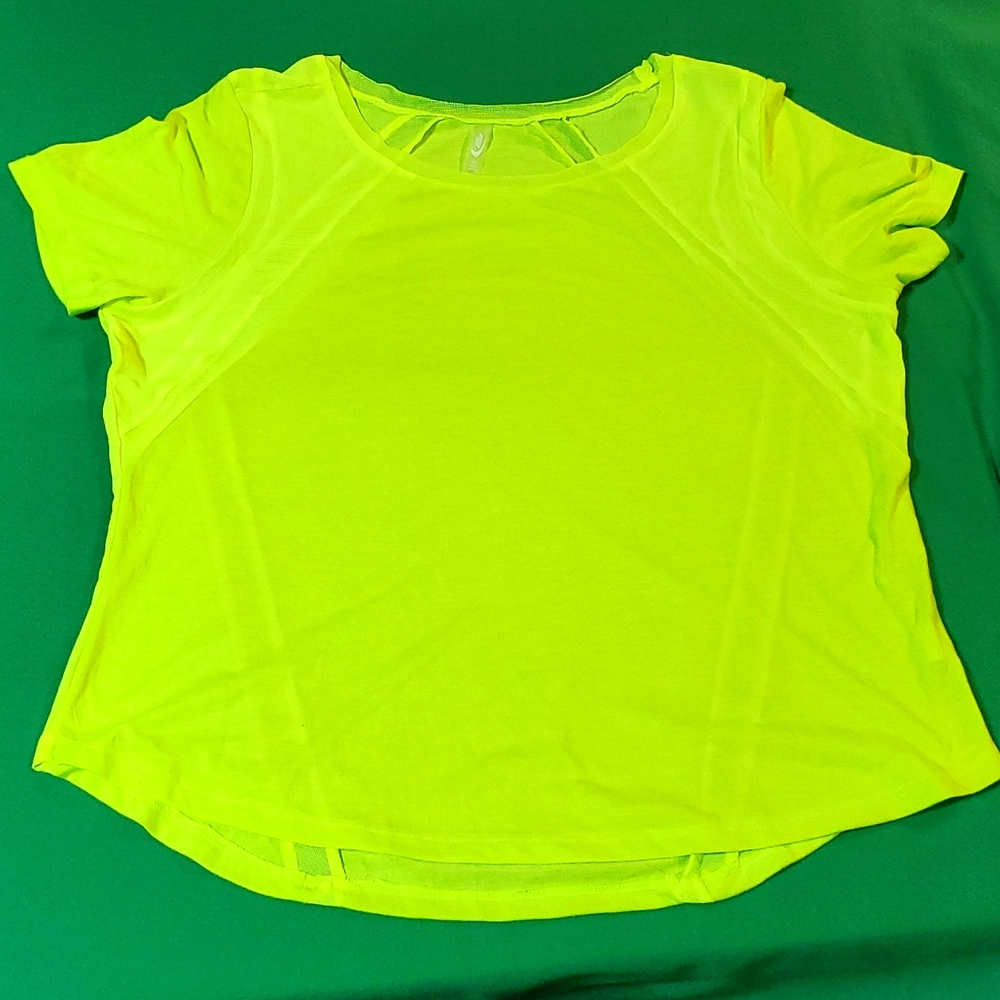 MTA Sport women's bright yellow athletic running safety shirt mesh breathable M